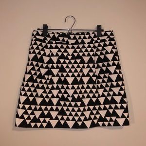 J. Crew black & white triangle jacquard mini skirt